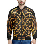 Golden Celtic Knot Print Men's Bomber Jacket