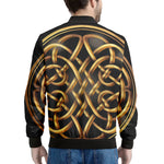 Golden Celtic Knot Print Men's Bomber Jacket