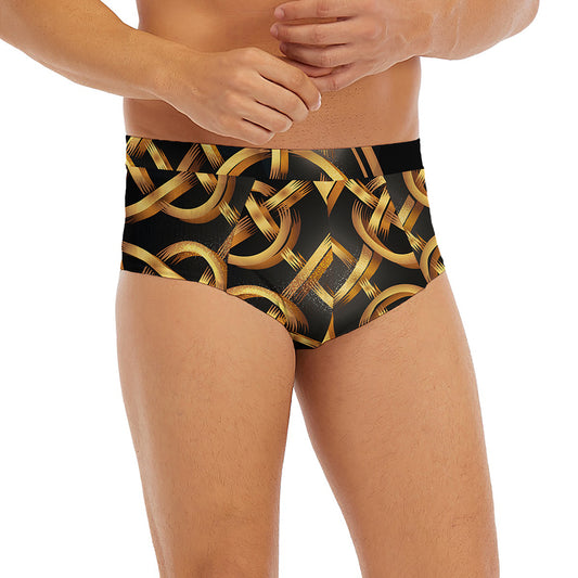 Golden Celtic Knot Print Men's Briefs