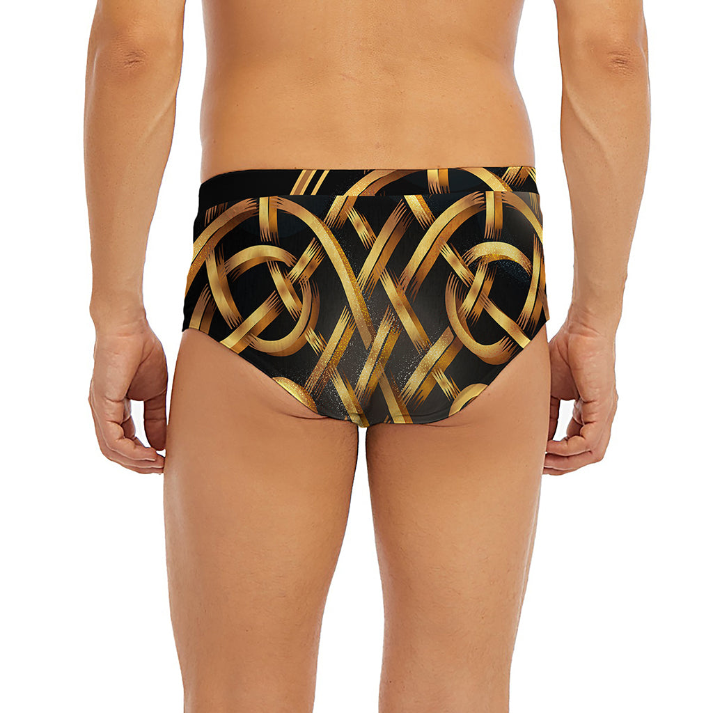 Golden Celtic Knot Print Men's Briefs