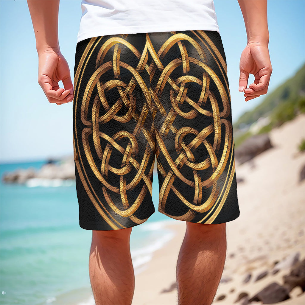Golden Celtic Knot Print Men's Cargo Shorts
