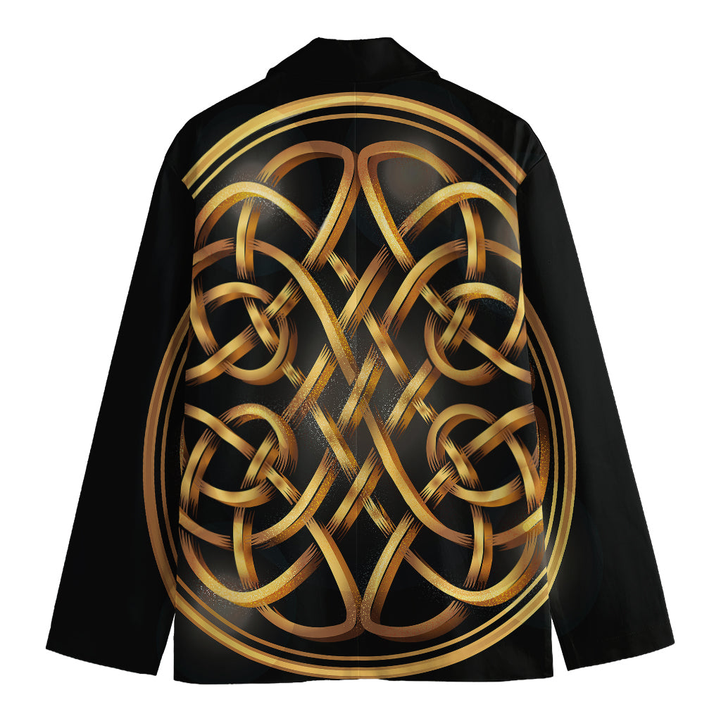 Golden Celtic Knot Print Men's Cotton Blazer