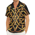 Golden Celtic Knot Print Men's Deep V-Neck Shirt