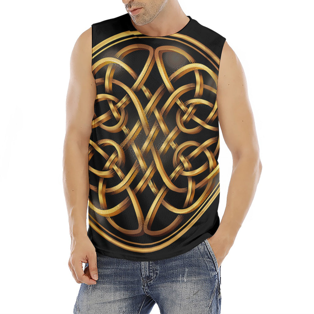 Golden Celtic Knot Print Men's Fitness Tank Top