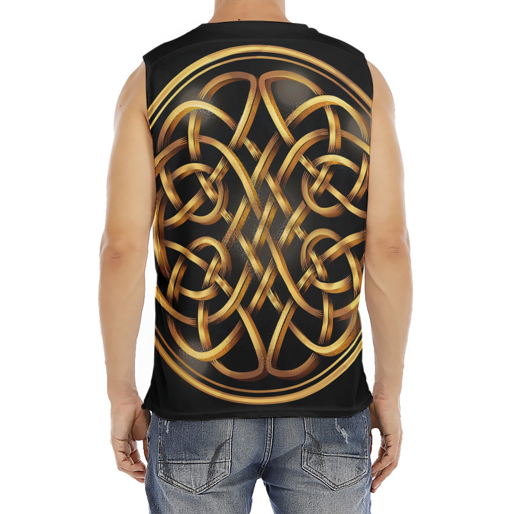 Golden Celtic Knot Print Men's Fitness Tank Top