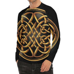 Golden Celtic Knot Print Men's Long Sleeve Rash Guard