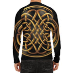 Golden Celtic Knot Print Men's Long Sleeve Rash Guard