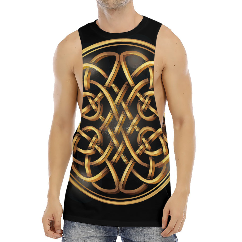 Golden Celtic Knot Print Men's Muscle Tank Top