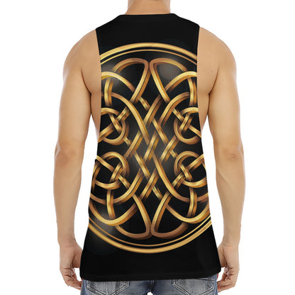 Golden Celtic Knot Print Men's Muscle Tank Top