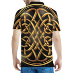 Golden Celtic Knot Print Men's Polo Shirt