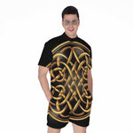 Golden Celtic Knot Print Men's Rompers