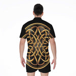 Golden Celtic Knot Print Men's Rompers