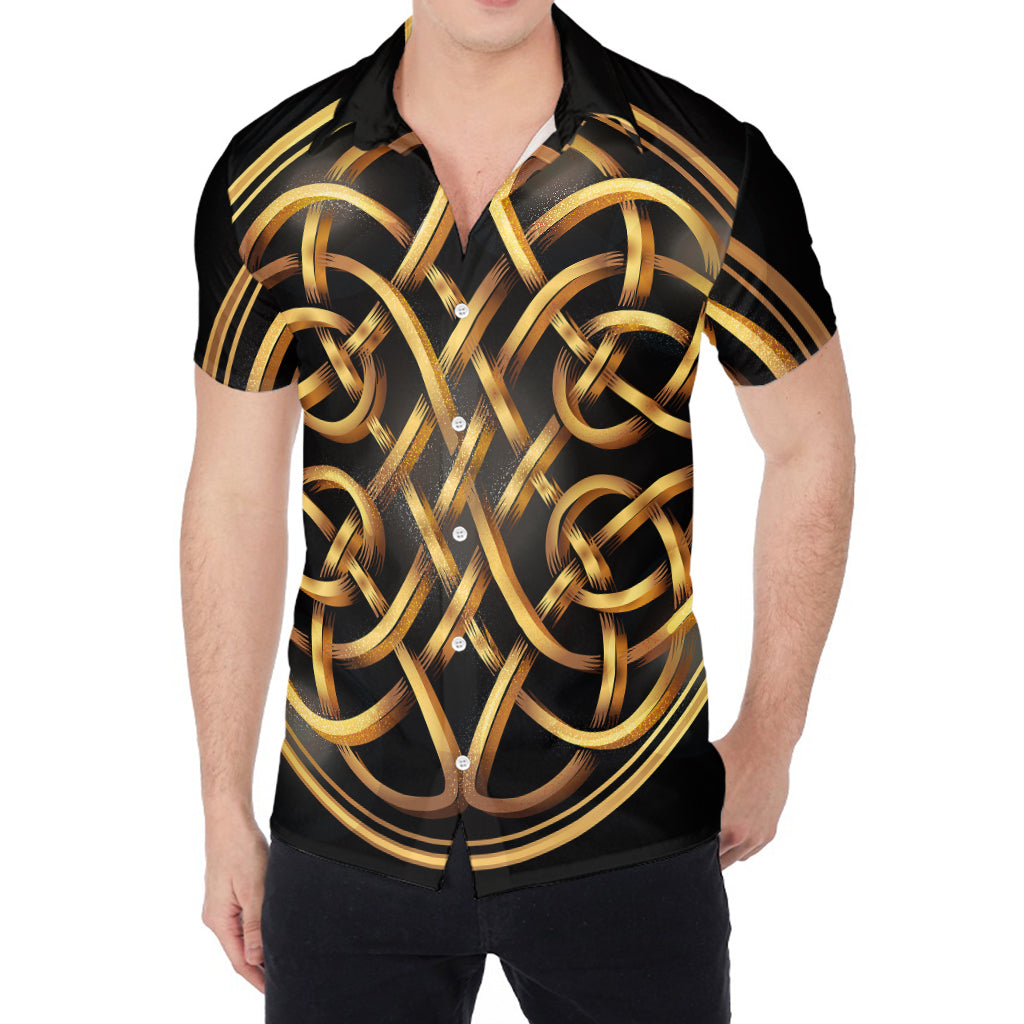 Golden Celtic Knot Print Men's Shirt