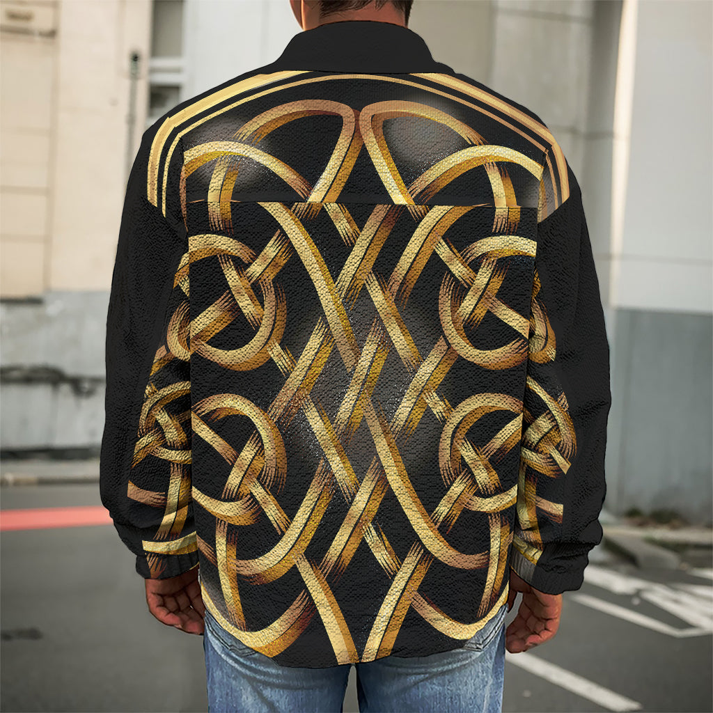 Golden Celtic Knot Print Men's Shirt Jacket