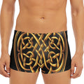 Golden Celtic Knot Print Men's Short Boxer Briefs