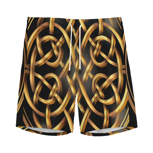Golden Celtic Knot Print Men's Sports Shorts