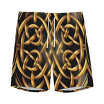 Golden Celtic Knot Print Men's Sports Shorts