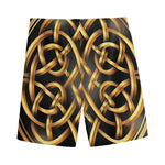 Golden Celtic Knot Print Men's Sports Shorts