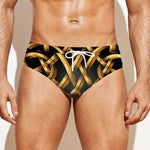 Golden Celtic Knot Print Men's Swim Briefs