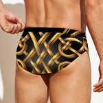 Golden Celtic Knot Print Men's Swim Briefs