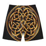 Golden Celtic Knot Print Men's Swim Trunks