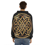 Golden Celtic Knot Print Men's Velvet Pullover Hoodie