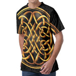 Golden Celtic Knot Print Men's Velvet T-Shirt