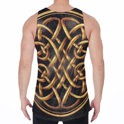 Golden Celtic Knot Print Men's Velvet Tank Top