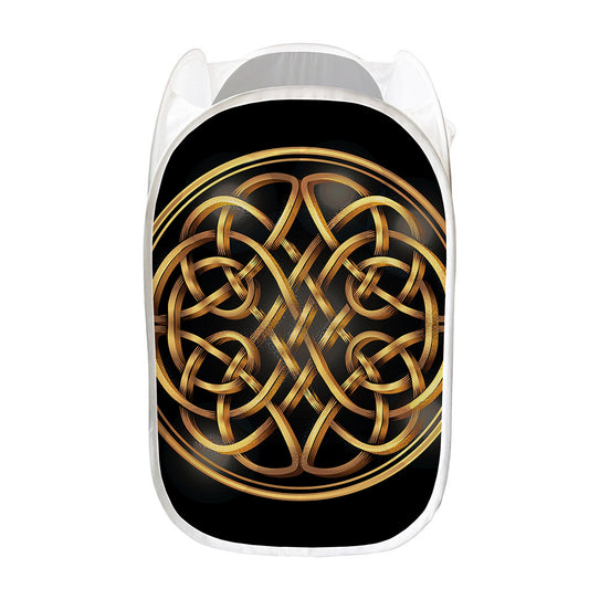 Golden Celtic Knot Print Mesh Laundry Hamper