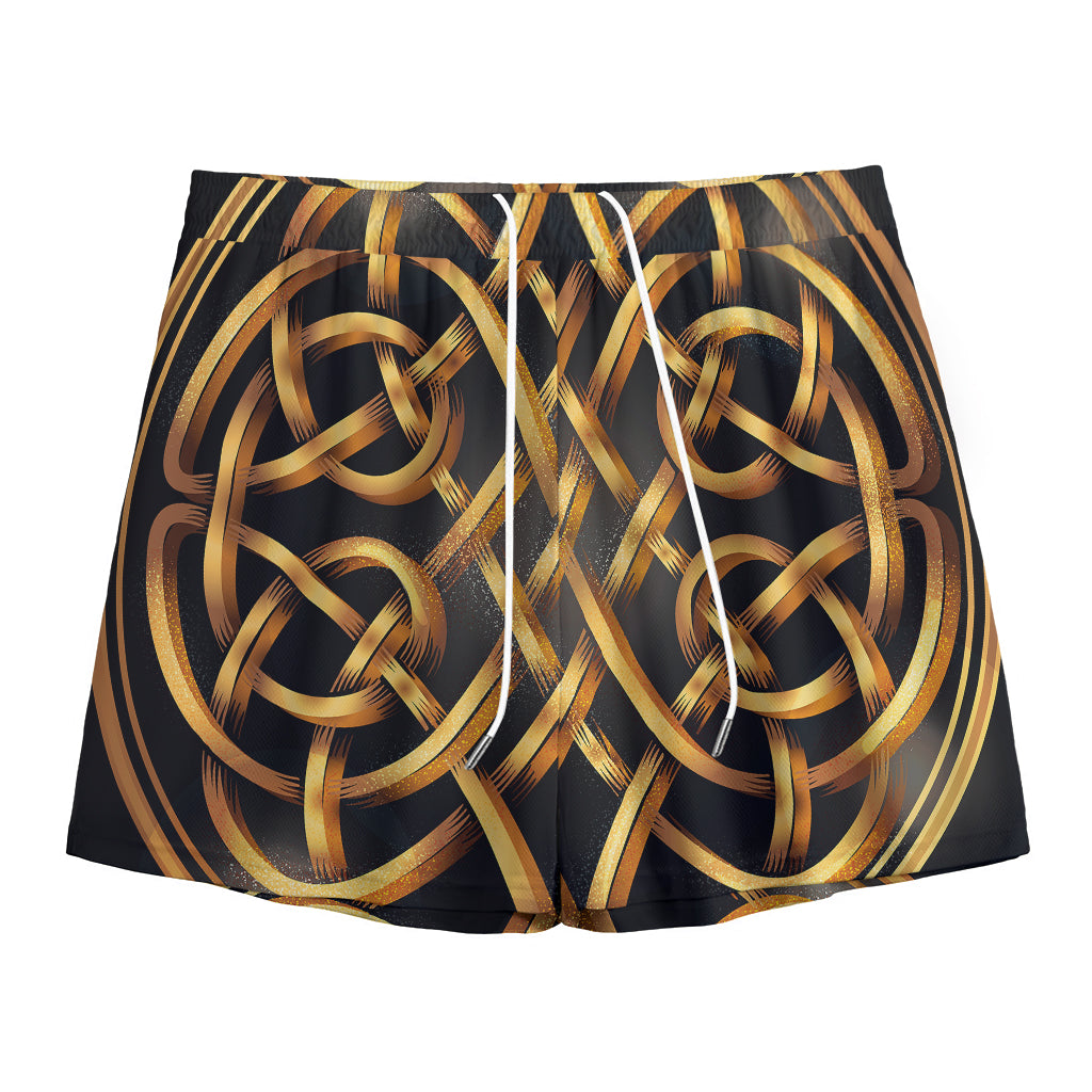 Golden Celtic Knot Print Mesh Shorts