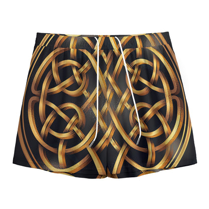 Golden Celtic Knot Print Mesh Shorts