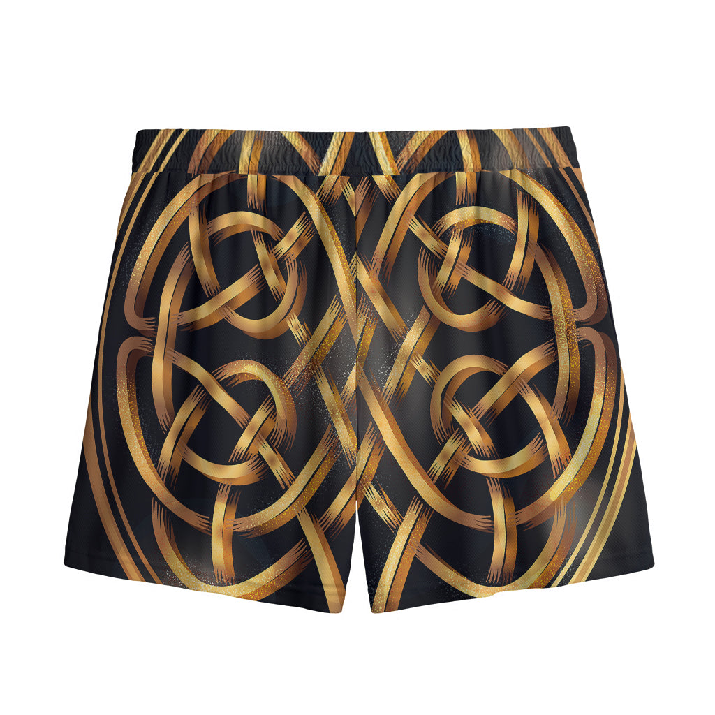 Golden Celtic Knot Print Mesh Shorts