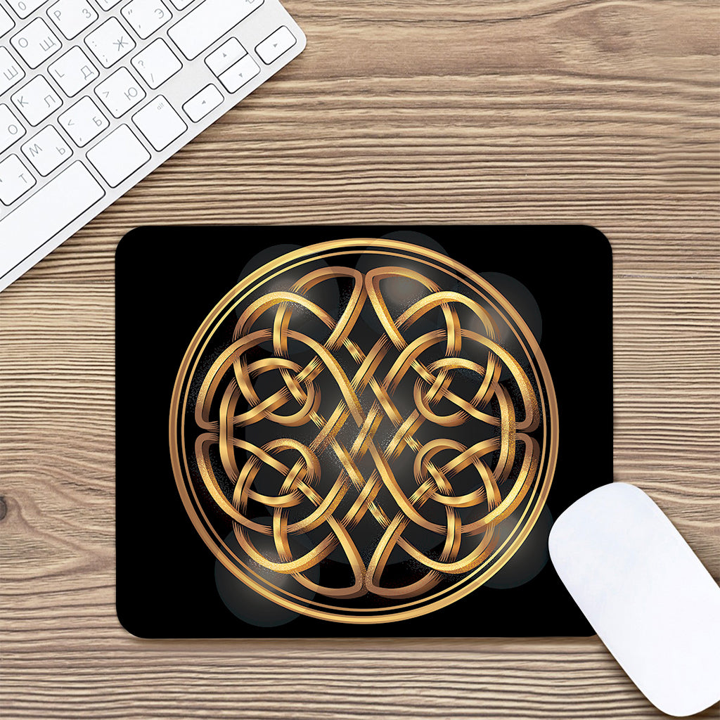 Golden Celtic Knot Print Mouse Pad