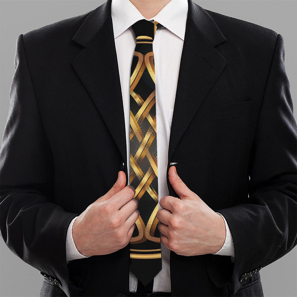 Golden Celtic Knot Print Necktie