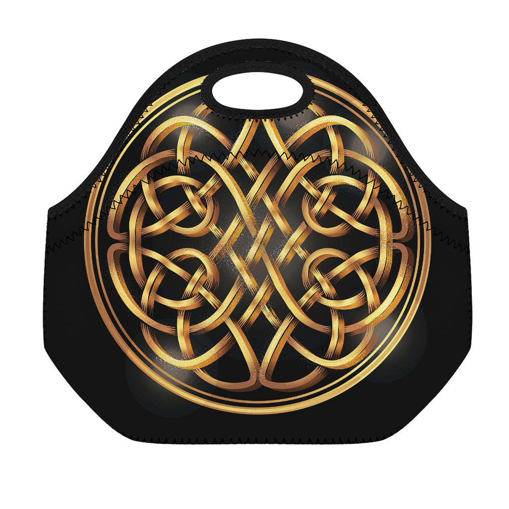 Golden Celtic Knot Print Neoprene Lunch Bag