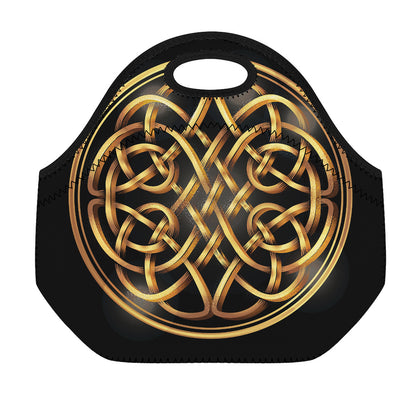 Golden Celtic Knot Print Neoprene Lunch Bag