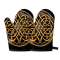 Golden Celtic Knot Print Oven Mitts