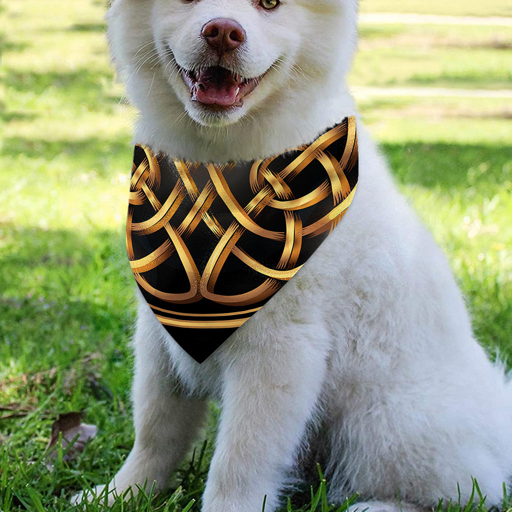 Golden Celtic Knot Print Over The Collar Dog Bandana