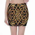 Golden Celtic Knot Print Pencil Mini Skirt