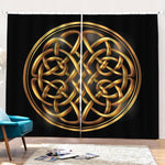 Golden Celtic Knot Print Pencil Pleat Curtains