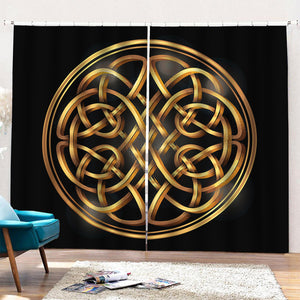 Golden Celtic Knot Print Pencil Pleat Curtains