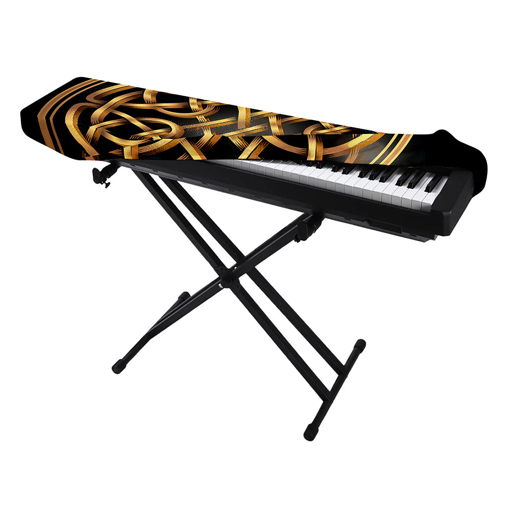 Golden Celtic Knot Print Piano Keyboard Cover