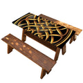 Golden Celtic Knot Print Picnic Table Cover