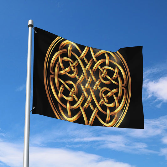 Golden Celtic Knot Print Polyester Flag