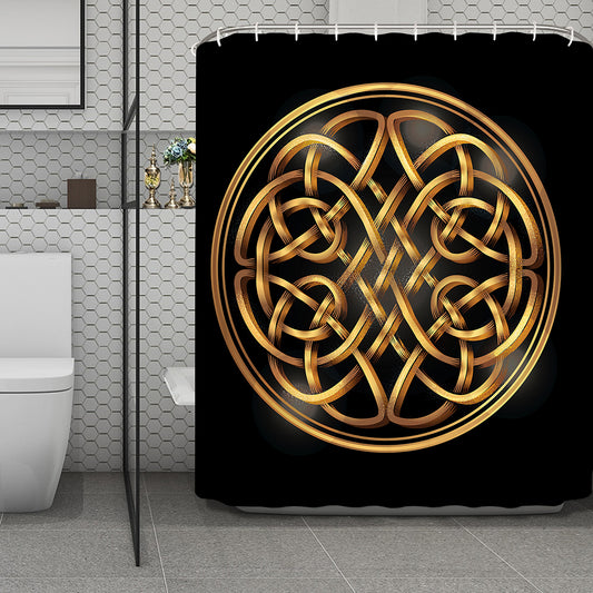 Golden Celtic Knot Print Polyester Shower Curtain