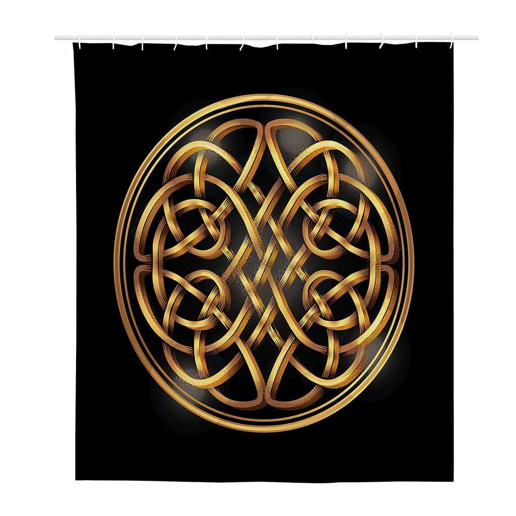 Golden Celtic Knot Print Polyester Shower Curtain