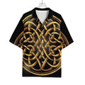 Golden Celtic Knot Print Rayon Hawaiian Shirt