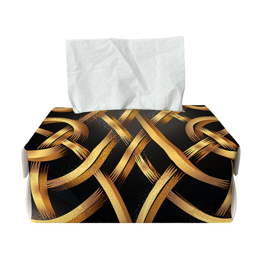 Golden Celtic Knot Print Rectangle Tissue Box Cover