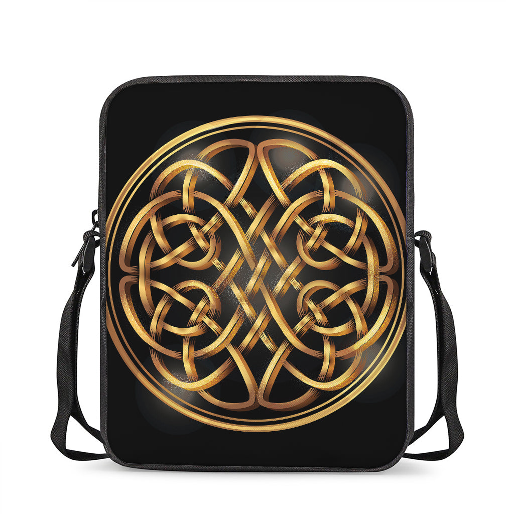Golden Celtic Knot Print Rectangular Crossbody Bag