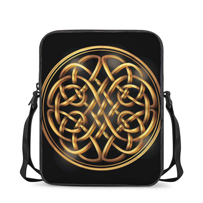 Golden Celtic Knot Print Rectangular Crossbody Bag